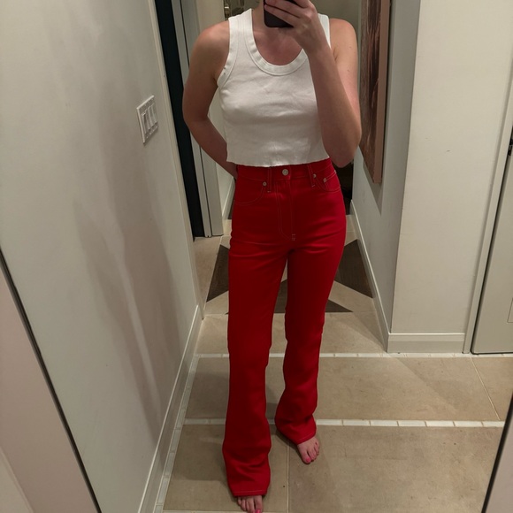 Helmut Lang Red Flare Jeans - Picture 3 of 6